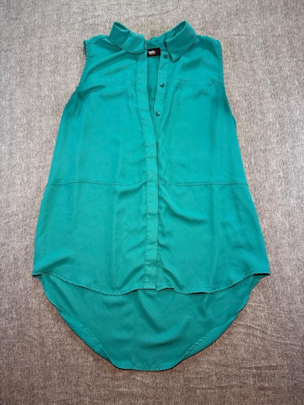 Massimo Women’s Sleeveless Top-Small/Turquoise/Summer/Business/Button Up